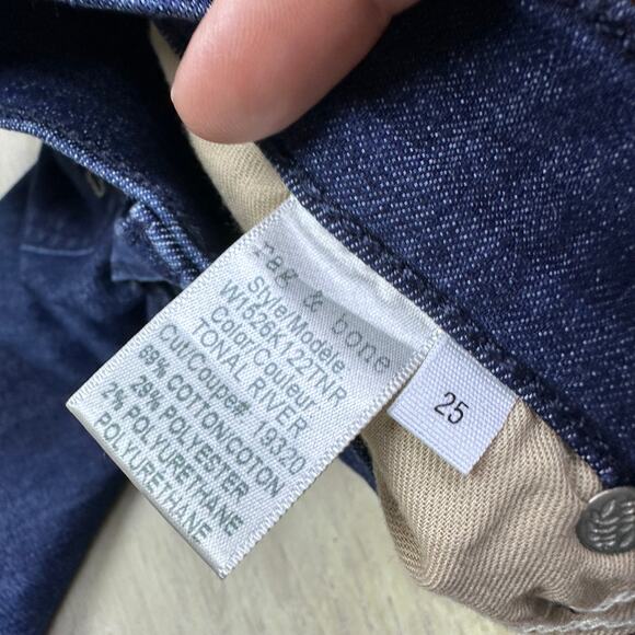 Rag & Bone Ankle Skinny Tonal River Mid Rise Raw Hem Blue Denim Jeans 25 - Picture 10 of 14